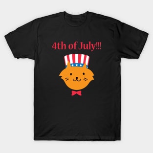 4th of July Superstar Cat in Hat and Bow Tie T-Shirt